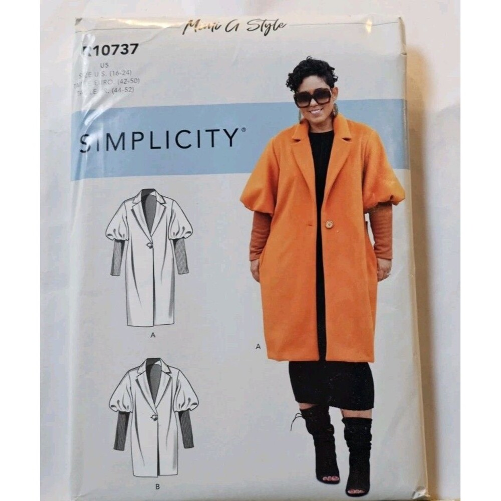 Simplicity R10737 Misses Single Breasted Coat Jacket  Sz 16-24 UNCUT S9186 11 Pc